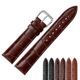 世辉真皮表带男适用浪琴天梭精工天王坤格飞亚达卡西欧牛皮针扣手表带 深棕色棕线银扣 接口宽度20mm