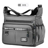 沁度单肩包男士防水尼龙包牛津帆布休闲旅行大容量斜挎包防水学生包潮 H灰色共七个口袋-超大容量