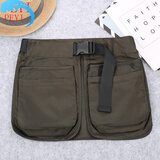 PEYI小众多功能男女通用多拉链口袋腰封户外运动休闲黑色布料围裙腰包 军绿色_防泼水 均码