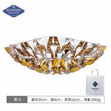 BOHEMIA 捷克金色水晶玻璃水果盘客厅摆件糖果缸水果斗果盆 进口金色大号果盘