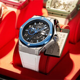 布加迪（BONEST GATTI）全自动机械表男士生肖马本命年手表镂空夜光情人节新年礼物送男友 悦动蓝 BG8701-B1