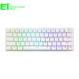 ET I61机械键盘有线/无线蓝牙双模办公游戏61键迷你便携充电小键盘平板笔记本MAC电脑键盘RGB背光白色红轴