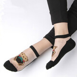 步之秀女袜透气薄款短款水晶袜女袜子日系袜子短袜女款短丝袜短筒丝袜 袜背小熊短款白丝6双 均码