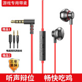 FOKOOS适用黑鲨3/4pro红魔华为手机游戏耳机半入耳式吃鸡专用弯头电脑pc有线手游听声辩位电竞Type-C接口 红色（3.5MM圆头 手机电脑）