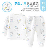 小素材儿童内衣套装保暖婴儿衣服新生儿夹棉秋衣秋裤宝宝睡衣冬装春秋季 梦想小熊夹层中领蓝 100（3-4岁）