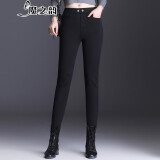 魔之韵薄款/加绒可选弹力裤子女士高腰外穿休闲裤春秋冬款显瘦小脚6092 黑色不加绒 XL （120-130斤左右）