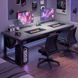 灏森梦双人电脑桌简约台式家用电竞游戏桌卧室办公书桌学习桌写字桌子 【双人桌椅款】星空灰色180*60CM