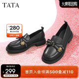 他她（TATA）通勤百搭乐福鞋春季新款方跟小皮鞋女单鞋WCPA1AA3 黑色 40