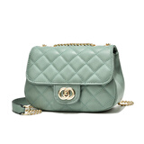 曼兹威小香风菱格女包新款休闲斜挎包女士时尚百搭链条单肩包甜美小包包 绿色