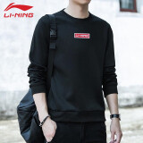 李宁（LI-NING） 卫衣男秋冬长袖男士运动衣服饰logo圆领休闲男装跑步健身篮球服 LiNing黑【店长推荐】 L(175)