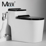 MANGROV曼戈夫卫浴马桶大冲力大口径坐便器喷射虹吸式座便家用抽水马桶  黑白400坑距【带妇洗手喷】