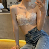 雅姿花小胸聚拢内衣少女平胸收副乳胸罩无钢圈蕾丝调整型文胸套装 粉肤 XL 38/85(AB通杯厚约2CM)