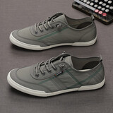 ShanBu春夏新款低帮系带帆布鞋韩版百搭休闲鞋男士潮流布面板鞋 灰色 40 码