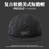 PRECOLD日系美式短檐帽翘檐复古水洗做旧鸭舌帽韩版棒球帽女工装风帽子男 黑色(软檐On短檐帽) 均码 可调节(55-60cm头围)