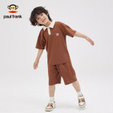 大嘴猴（paul frank）儿童套装2023夏季男童女童时尚休闲百搭简约套装 咖啡色 160