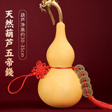 康聚如天然葫芦挂件文玩手捻把玩小葫芦摆件五帝钱素葫芦家居办公室装饰 30-35cm福禄葫芦