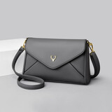 东选软皮女包新款时尚中年女士单肩包斜挎包妈妈包包小包真皮质感背包 灰色