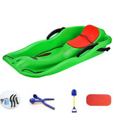 梦必真加厚滑雪板滑草板滑沙板带刹车双人成人儿童雪橇车雪爬犁滑雪车冬季滑雪用具春季旅游产品 绿色带赠品