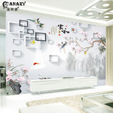 金丝雀（ANARY）大型定制壁画简约墙壁纸五宫格壁布客厅电视墙凹凸无缝墙布影视墙 369581 18D浮雕凹凸水晶彩雕丝绸布/平