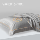 南极人（NanJiren）冰丝枕套枕头套夏季枕套48x74cm一对冰丝枕头套枕巾单人一只枕席 夏月-河豚灰【一对装冰丝枕套】 48x74cm【可水洗机洗】