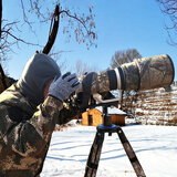 马田专业摄影手套单反微单相机触屏加厚保暖男女冬加绒防寒防风露指半指耐磨骑行运动户外开车防滑手套 二代大码