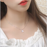 萃妃斋一鹿有你银项链女简约时尚冷淡风原创设计白玉髓吊坠女足银女士锁骨链送女友老婆生日情人节圣诞节礼物 足银元宝链(简约包装) 40-45厘米可调节
