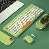 B.O.W航世 MK221 无线键盘鼠标套装（超薄轻音混色键盘 笔记本办公复古圆帽通用外接数字键盘） 2.4G单键盘【炫彩绿】