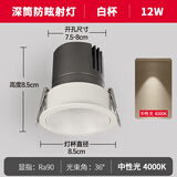 迈辉 筒灯射灯led嵌入式无主灯三色变光孔灯酒店办公客厅天花板照明灯 【5cm深筒】白杯12W-中性光4000K