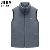 JEEP SPIRIT吉普马甲男抓绒摇粒绒春秋立领无袖背心男装外套 灰色 L