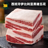澳爸厨房 西班牙进口伊比利亚黑猪五花肉去皮生鲜猪肉梅花松阪肉下颚烤肉 伊比利亚五花1kg(整块配重)