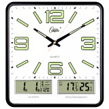康巴丝（Compas）挂钟万年历温湿度钟表简约挂表客厅石英钟时钟C3073夜光黑白 37cm
