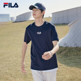 FILA 斐乐官方男士短袖T恤2025运动时尚纯棉圆领针织衫