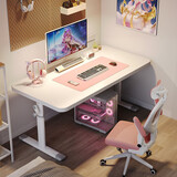 全品屋书桌学习桌升降桌升降电脑桌家用站立式工作台手动升降桌 【极简白-手摇升降】120单桌