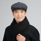 奇沛儿 老人帽子男冬老人帽男士帽子冬季老年帽鸭舌帽男护耳加厚中老年棉帽子前进帽老年人爷爷爸爸老头帽 LRM格子黑色 L码 59-60cm