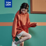 唐狮（TonLion）[加菲猫联名款]2023卫衣女连帽宽松设计感小众上衣橘色 L