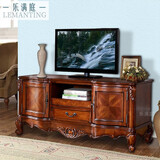 乐满庭美式乡村实木电视柜仿古雕花欧式地柜 大气卧室客厅高款电视机柜 1.4米现货