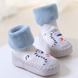 越贝乐 婴儿袜鞋春秋冬季新生儿地板鞋鞋袜0-3岁袜软底防滑地板袜学步鞋 灰色恐龙地板鞋 13.5 厘米--内长 建议14-20个月