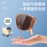 卡珀尼可折叠墨镜女偏光防晒太阳眼镜防紫外线大框显瘦超轻便携开车驾驶 槟椰棕-高清偏光片