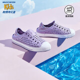 Skechers斯凯奇儿童洞洞鞋夏季凉鞋男女童涉水溯溪鞋防滑沙滩拖鞋91995L 薰衣草色/LAV 38