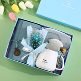 唐贝伴手礼盒实用小礼品商务公司团建奖品新人入职送员工生日礼物 55度恒温杯记事本钢笔套装白(京)