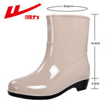 回力雨鞋女士水鞋四季户外雨靴女款防水鞋套鞋胶鞋劳保水靴工作鞋女 卡其色|523（偏小一码） 38