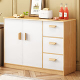 柯诺苏实木色餐边柜厨房柜茶水柜碗柜家用备餐橱碗柜酒柜客厅靠墙储物柜 【双门三抽】田园橡木100cm