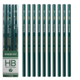 英雄（HERO）铅笔 红木六角杆闪光绿两头切光学生考试素描绘图铅笔 10支装 1025-HB