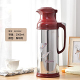 清水（SHIMIZU） 不锈钢热水瓶玻璃内胆保温壶水瓶茶瓶家用老式保温瓶暖瓶 3262 咖啡红 2L