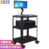 思珀睿电脑设备仪器推车 家用厨房置物架 落地机房移动工作台培训检测车 P97三层常规款黑色+桌面支架