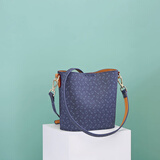 why单肩包女斜挎小包包水桶包pvc防水耐刮女包斜挎迷你包精致手机包 蓝色