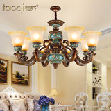 韬齐 欧式吊灯美式客厅灯卧室餐厅灯大气别墅灯挑空高级奢华复古灯具 【3头】适用8-12平米 全光谱三色LED灯泡