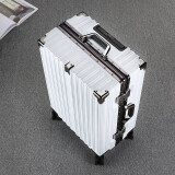 彬尚铝框拉杆箱男女行李箱大容量旅行箱登机箱密码箱小型皮箱学生箱子 白色加厚铝框款 24英寸
