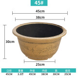 超大口径特大号树脂花盆加厚塑料种树专用盆庭院仿陶瓷无孔荷花盆 凤纹口径45厘米 有孔种植盆