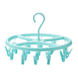 茶花家用多功能多夹子晾衣架内衣袜子宝宝晾晒架婴儿衣架防风 椭圆形-绿色-18夹（6709）